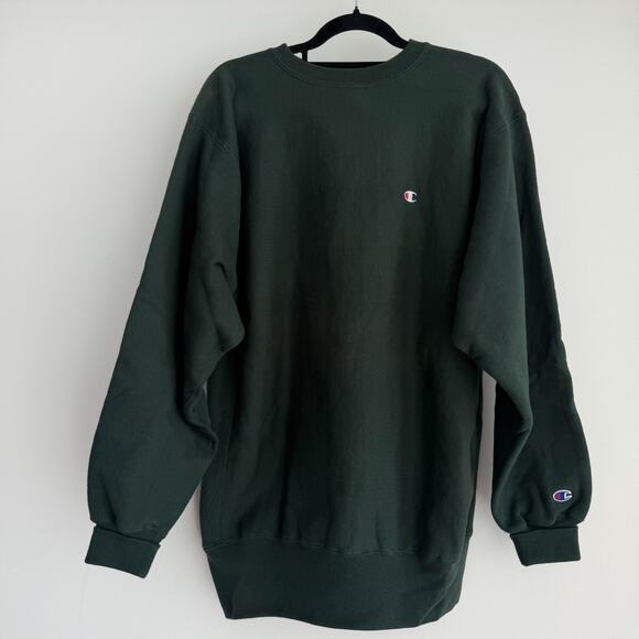 Vintage Champion Reverse Weave Sweatshirt XXL Green Crewneck USA Made 90s Retro - Picture 1 of 6